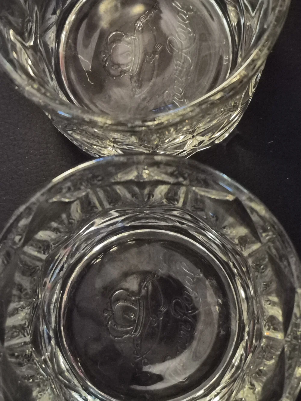 ® Clear Crystal Crown ROTAL 12 OZ GLASSES. SET OF TWO